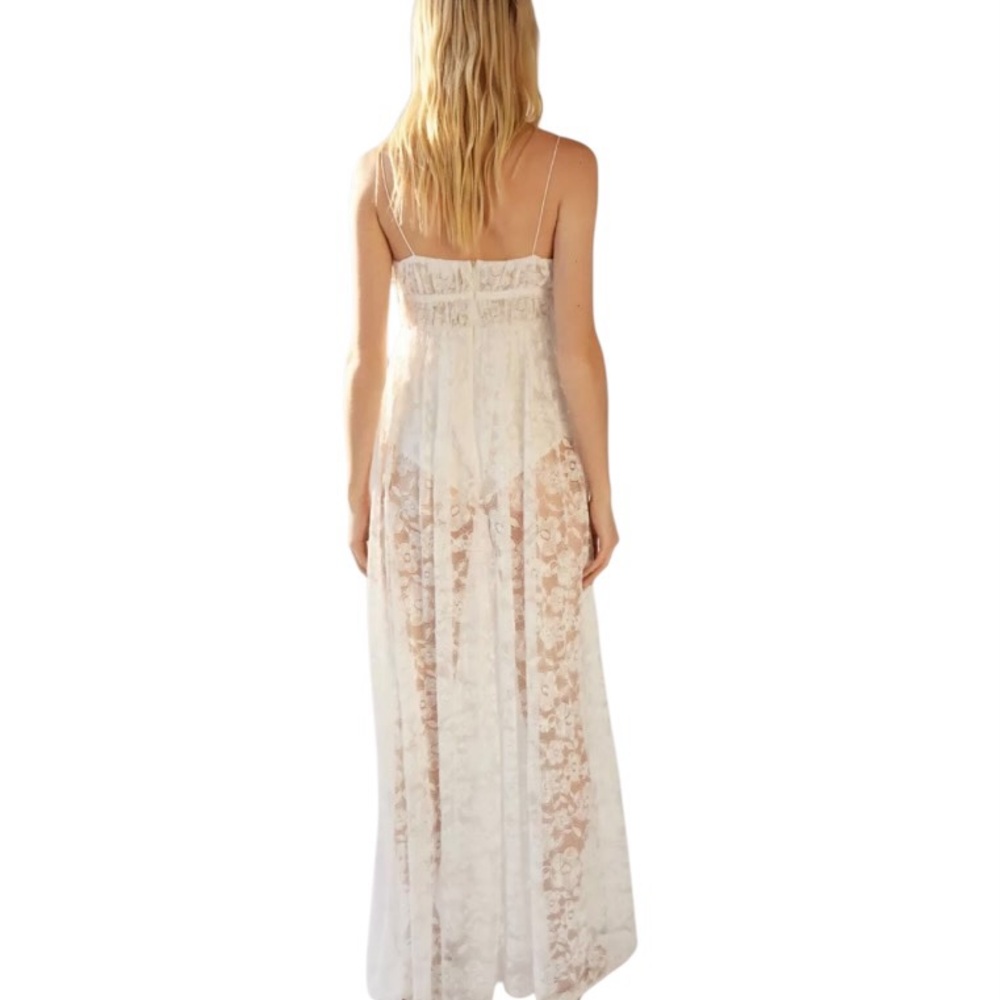 For Love & Lemons Lorena Lace Sheer Maxi Dress White Size Small NWT - Picture 11 of 13